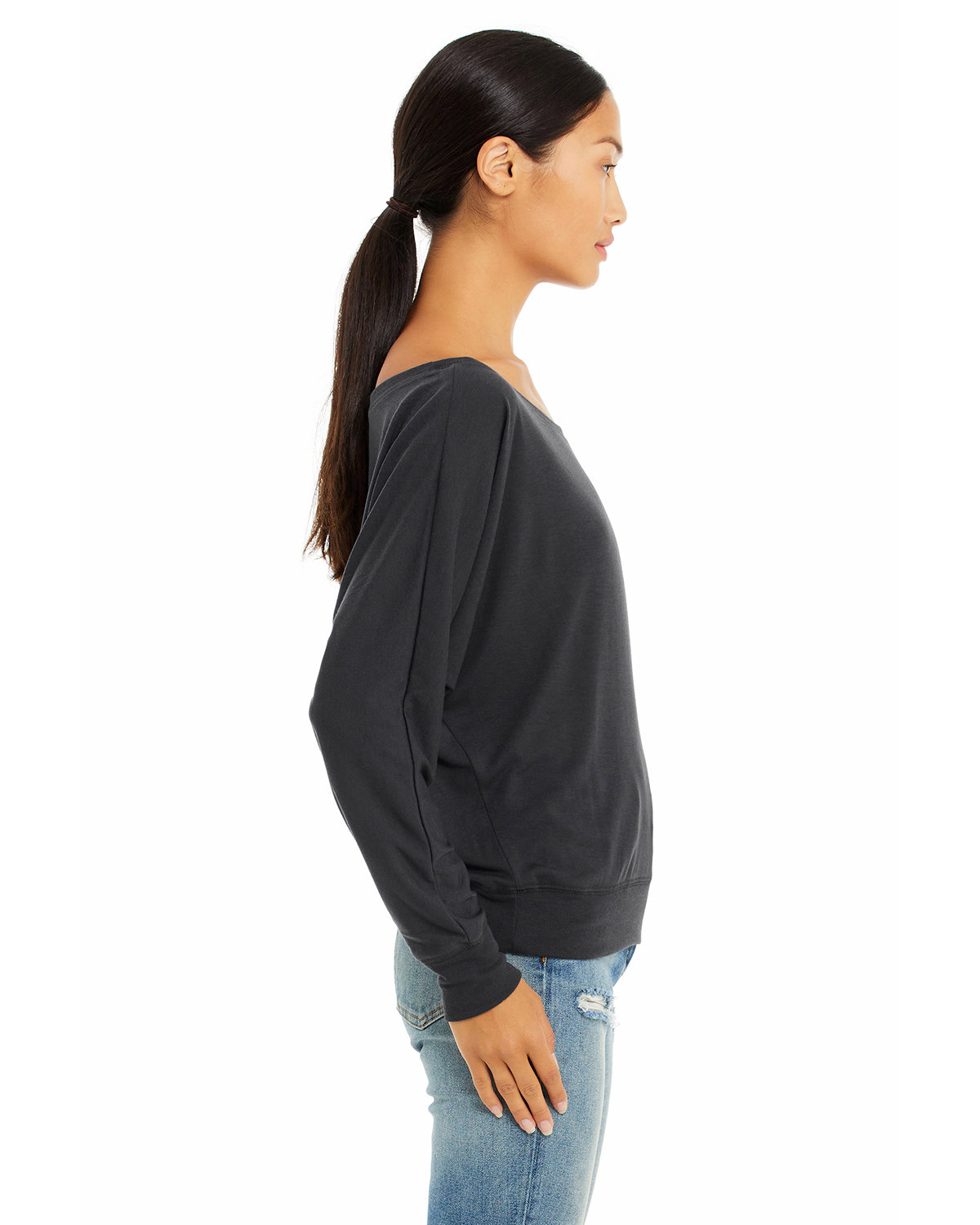 Ladies' Flowy Long-Sleeve Off Shoulder T-Shirt