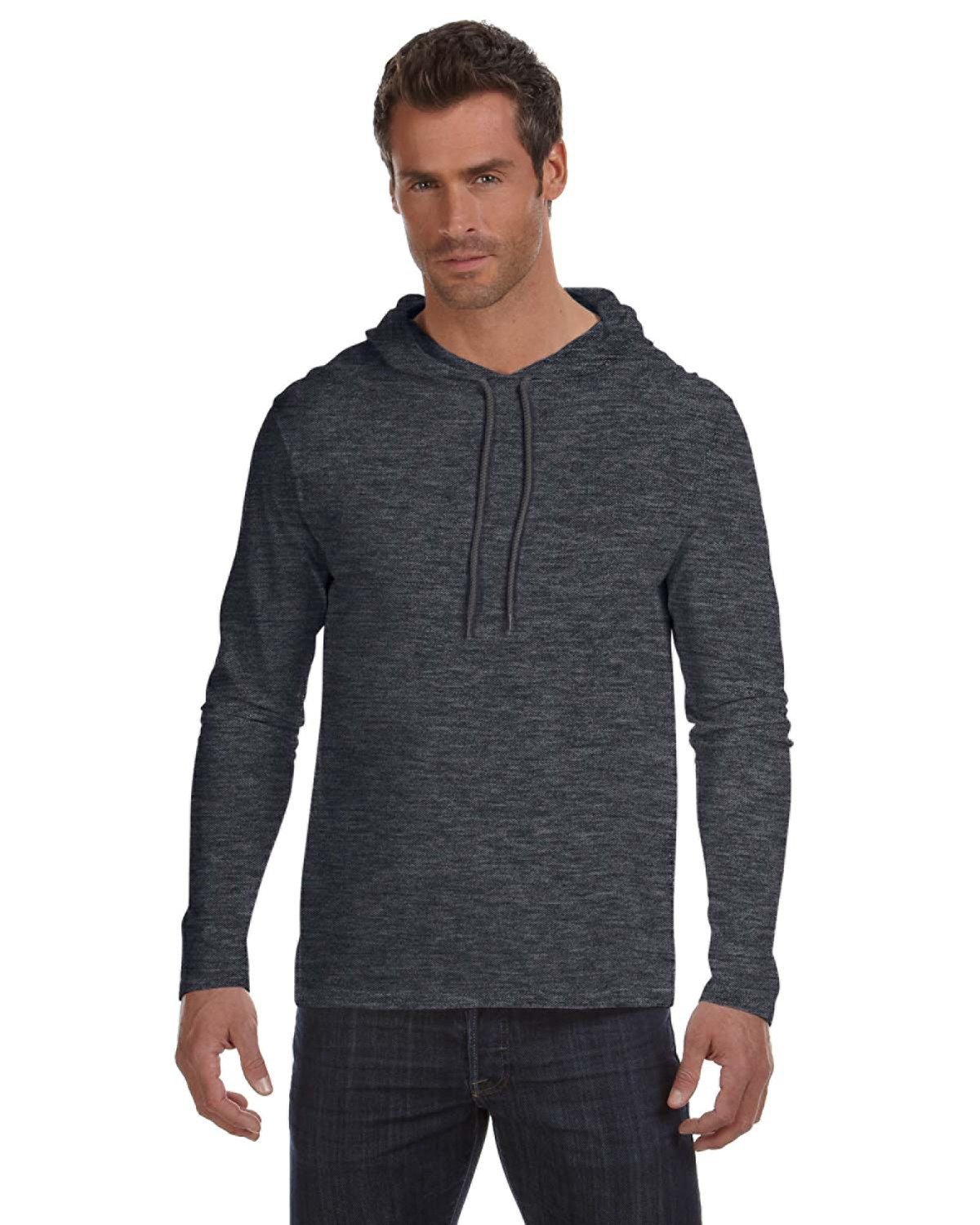 Long-Sleeve Hooded Gildan T-Shirt | alphabroder Adult Lightweight