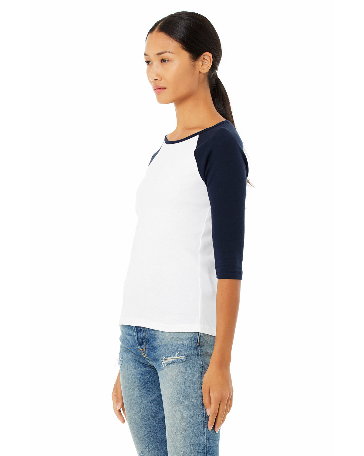 Bella + Canvas Ladies' Baby Rib 3/4-Sleeve Contrast Raglan T-Shirt ...