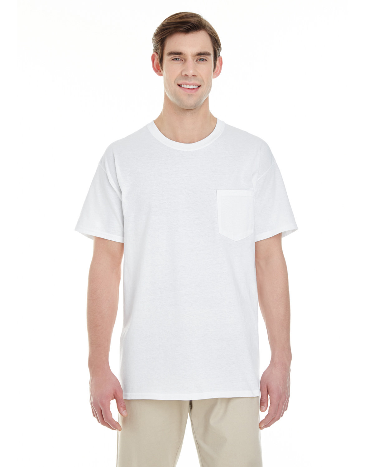 Gildan Poly Cotton Blend T-Shirt, White, Large. (Pack of 10)