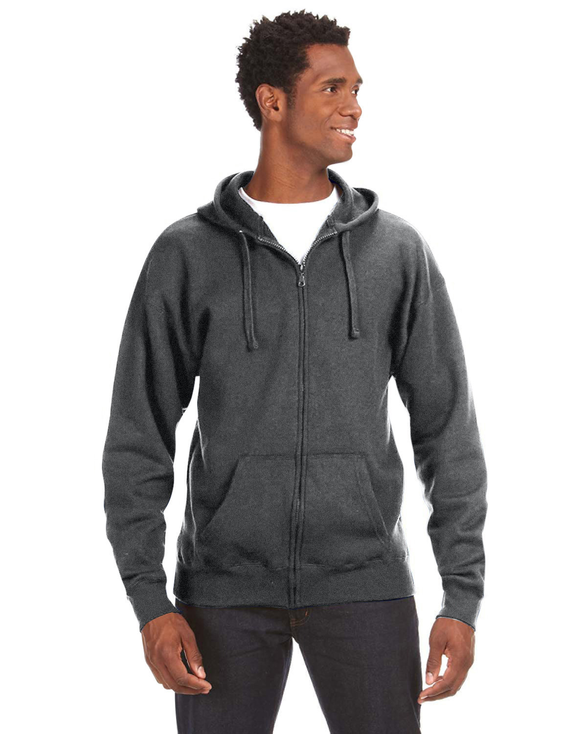 J America Adult Premium Full-Zip Fleece Hooded Sweatshirt | alphabroder