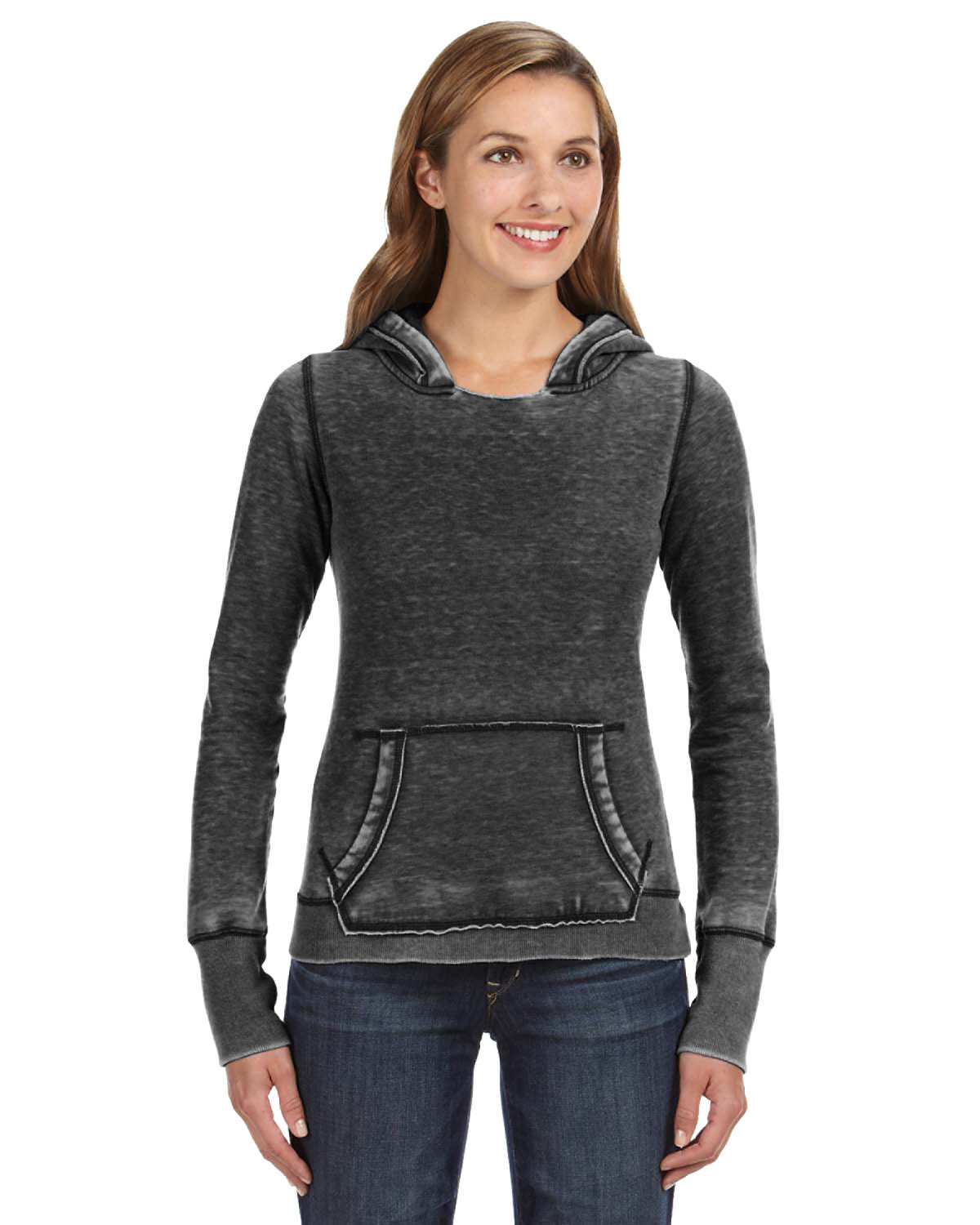 J America Ladies' Zen Pullover Fleece Hooded Sweatshirt | alphabroder