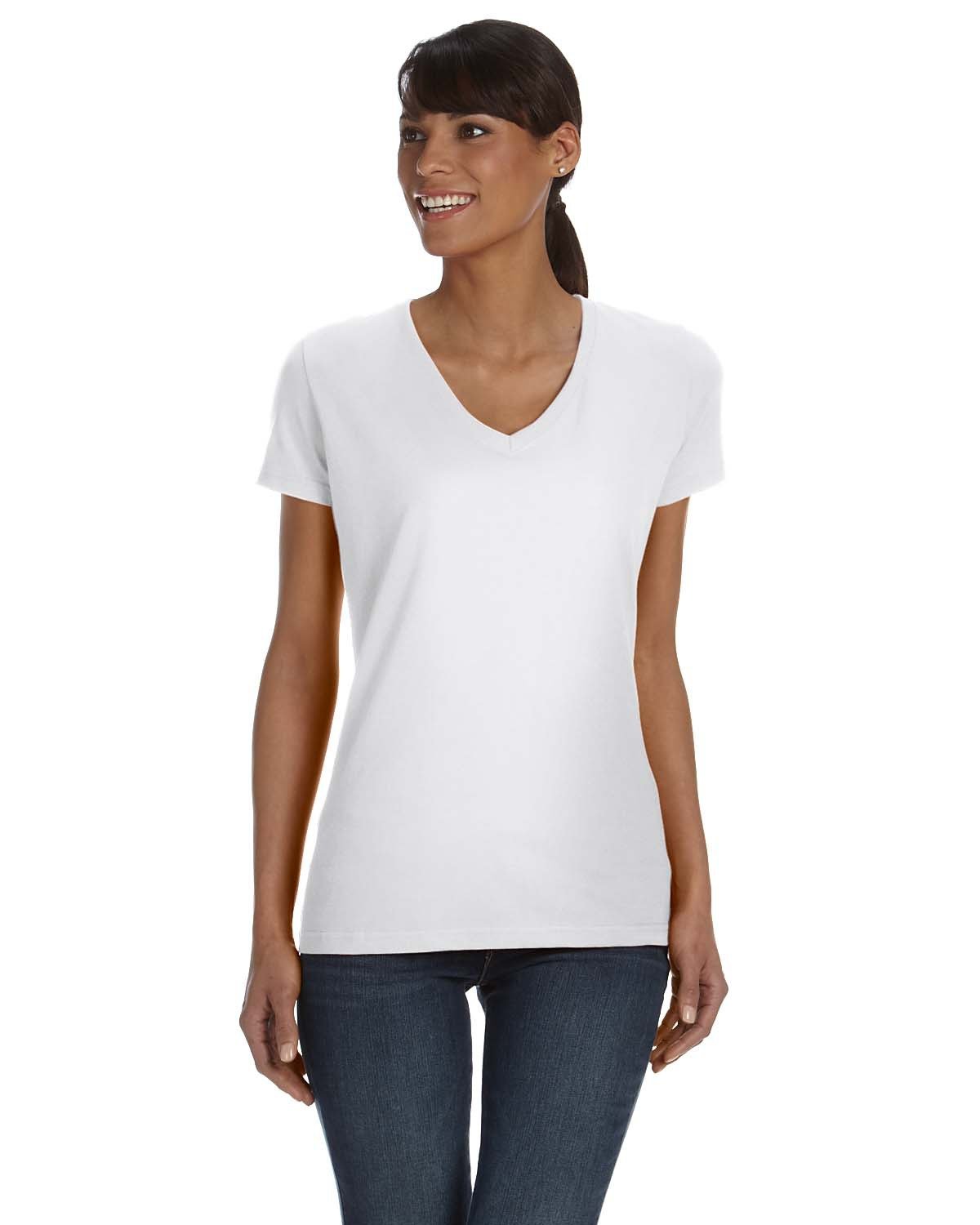 Fruit of the Loom Ladies' HD Cotton™ V-Neck T-Shirt | alphabroder