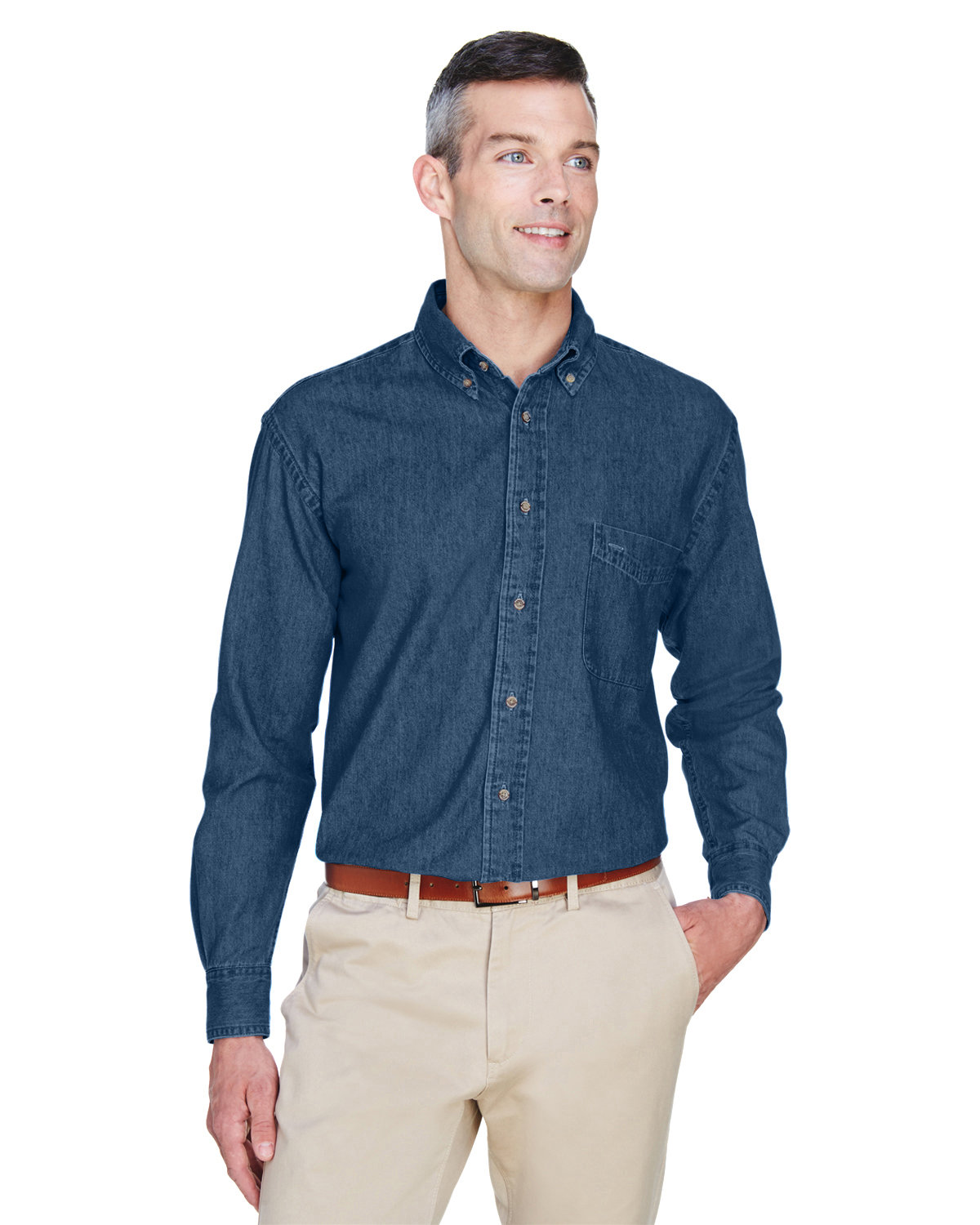 Harriton Men's Long-Sleeve Denim Shirt | alphabroder