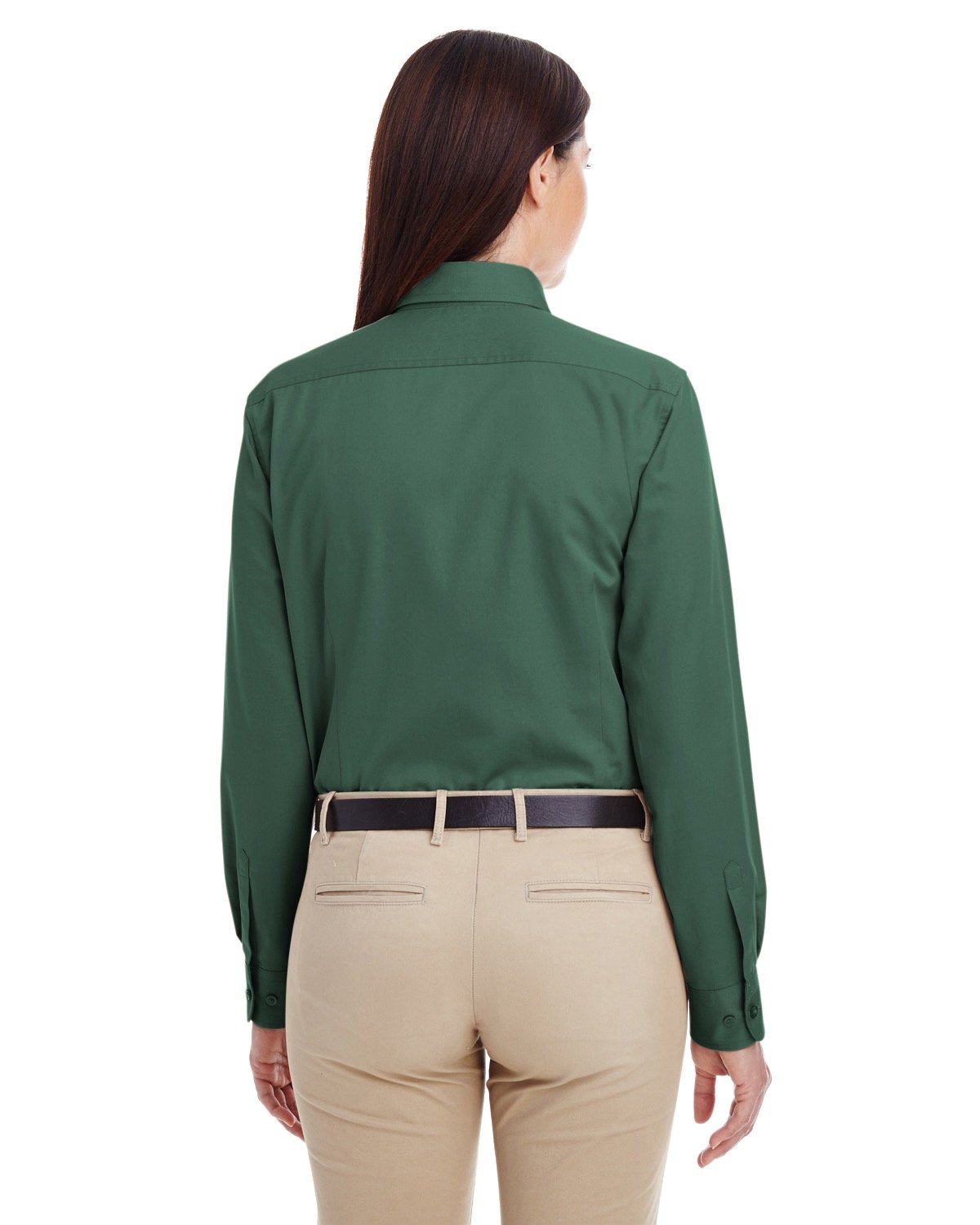 Harriton Ladies' Foundation 100% Cotton Long-Sleeve Twill Shirt with Teflon™