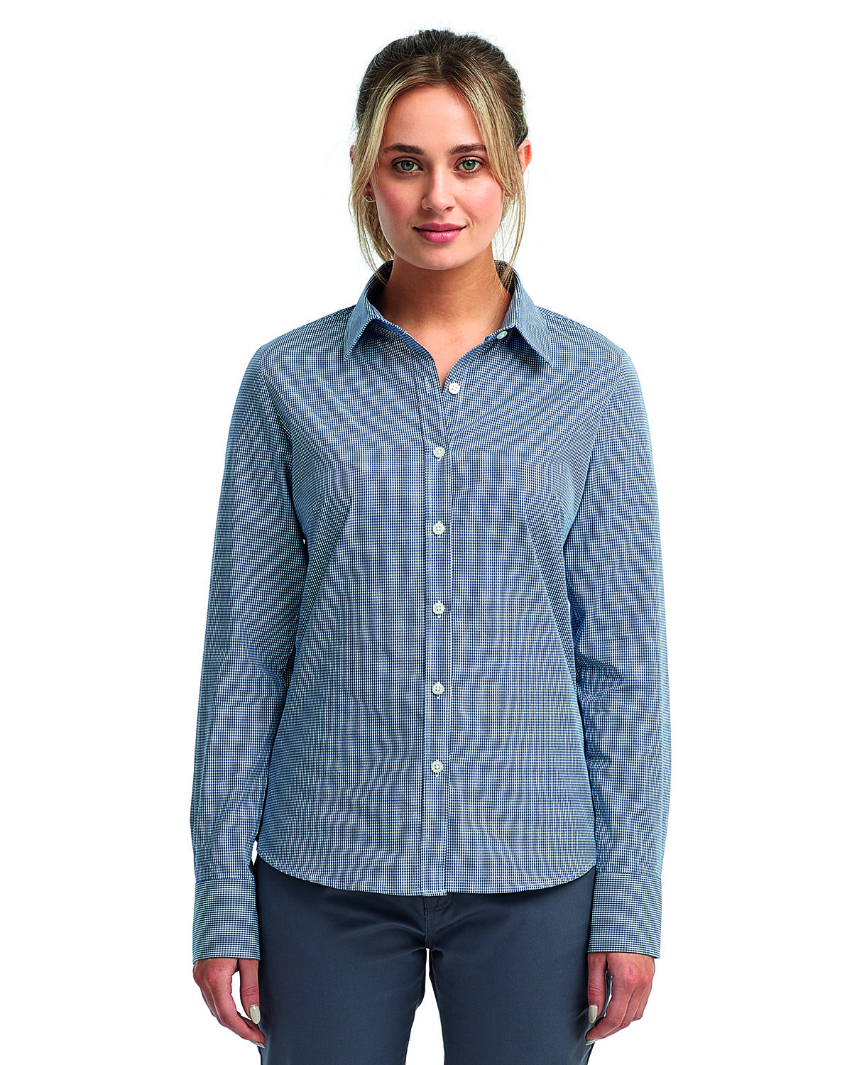 Artisan Collection by Reprime Ladies' Microcheck Gingham Long-Sleeve ...