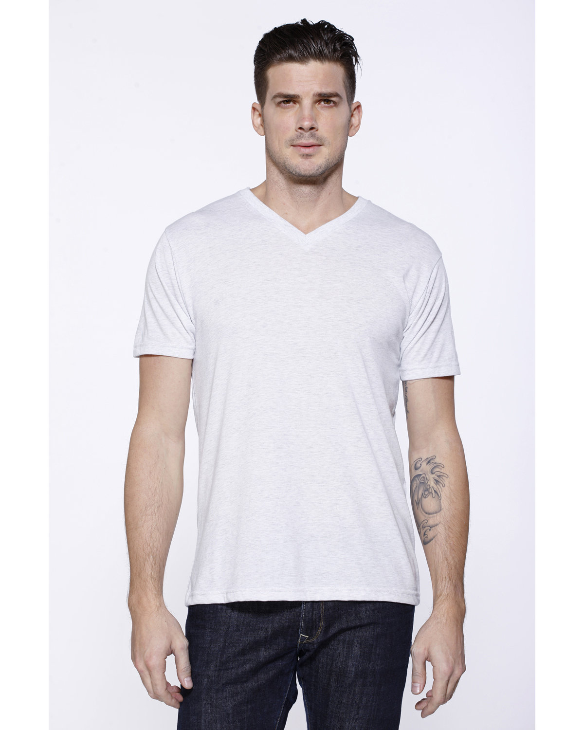 White V-Neck T-Shirt for Men - Tri Blend