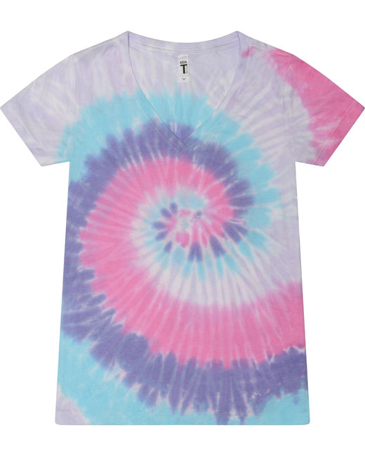 Tie-Dye Ladies' V-Neck T-Shirt | alphabroder