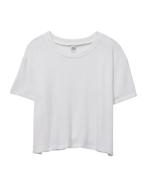 White Printed Extreme Crop T Shirt, Tops