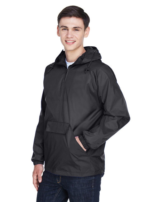 UltraClub Adult Quarter-Zip Hooded Pullover Pack-Away Jacket | alphabroder