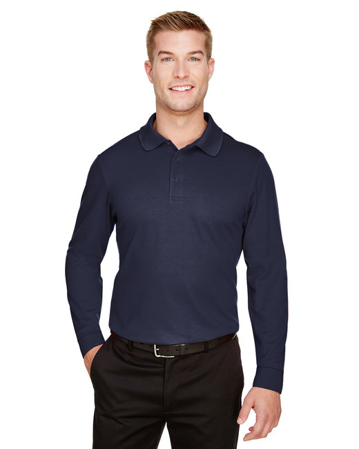 Devon & Jones CrownLux Performance® Men's Plaited Long Sleeve Polo ...