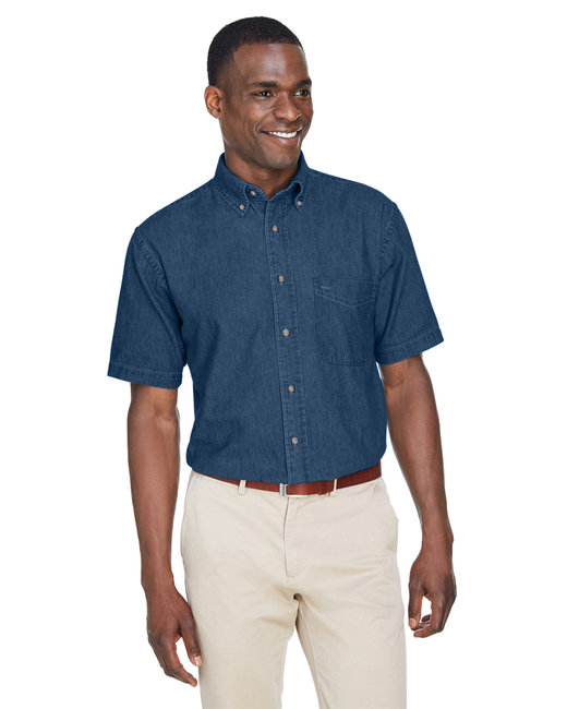 Harriton Men's Short-Sleeve Denim Shirt | alphabroder