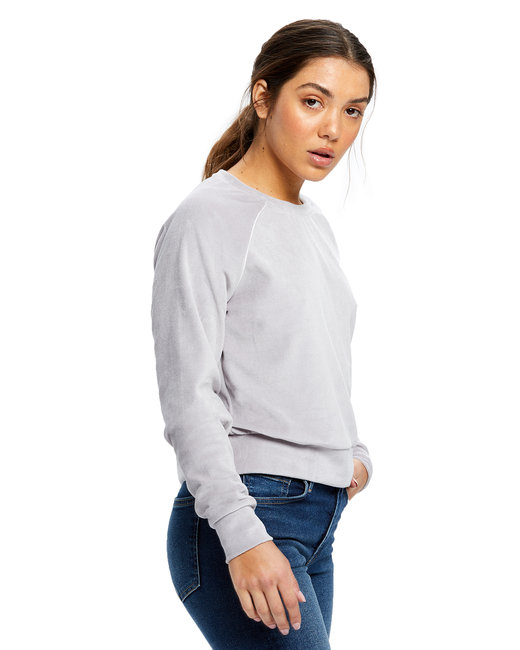 US Blanks Ladies' Velour Long Sleeve Crop T-Shirt | alphabroder