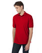 Hanes Adult EcoSmart Jersey Knit Polo deep red ModelQrt