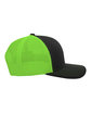Pacific Headwear Trucker Snapback Hat black/ neon grn ModelSide