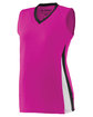 Augusta Sportswear Ladies' Tornado Jersey pw pink/ blk/ wh ModelQrt