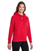 Under Armour Ladies' Rival Fleece Hooded Sweatshirt red/ white_601 ModelQrt