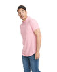 Next Level Apparel Unisex Mock Twist Short Sleeve Hoody T-Shirt tech pink ModelSide