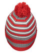 Holloway Adult Spirit Pom Beanie red/ htr gr/ wht ModelBack