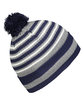 Holloway Adult Spirit Pom Beanie nvy/ htr gr/ wht ModelSide