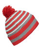 Holloway Adult Spirit Pom Beanie red/ htr gr/ wht ModelSide