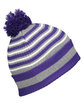 Holloway Adult Spirit Pom Beanie pur/ htr gr/ wht ModelSide