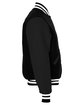 Holloway Adult Varsity Jacket black/ blck/ wht ModelSide