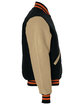 Holloway Adult Varsity Jacket bk/ crm/ bt orng ModelSide