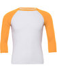 Bella + Canvas Unisex Three-Quarter Sleeve Baseball T-Shirt wht/ neon orange OFFront