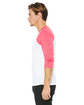 Bella + Canvas Unisex Three-Quarter Sleeve Baseball T-Shirt white/ neon pink ModelSide