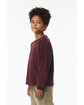 Bella + Canvas Youth 6 oz Heavyweight Long Sleeve T-Shirt maroon ModelSide