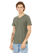 Bella + Canvas Unisex Textured Jersey V-Neck T-Shirt olive slub ModelQrt