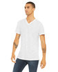 Bella + Canvas Unisex Textured Jersey V-Neck T-Shirt white slub ModelQrt