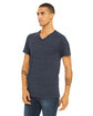 Bella + Canvas Unisex Textured Jersey V-Neck T-Shirt navy slub ModelQrt