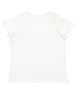 Live and Tell by LAT Ladies' Curvy V-Neck Fine Jersey T-Shirt blended white ModelBack