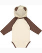 Rabbit Skins Infant Long Sleeve Fine Jersey Bodysuit With Ears natural/ brown ModelBack
