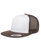 YP Classics Adult Trucker with White Front Panel Cap brown/ wht/ brwn OFFront