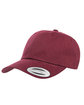 YP Classics Adult Peached Cotton Twill Dad Cap maroon OFFront