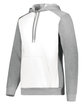 Augusta Sportswear Unisex Three-Season Fleece Hooded Pullover white/ grey hthr ModelQrt