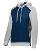 Augusta Sportswear Ladies' Three-Season Fleece Hooded Pullover navy/ grey hthr ModelQrt