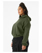 Bella + Canvas Ladies' Sponge Fleece Cinched Bottom Hooded Sweatshirt military green ModelSide