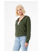 Bella + Canvas Ladies' Sponge Fleece Full-Zip Hooded Sweatshirt military green ModelSide