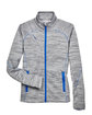 North End Ladies' Flux Mlange Bonded Fleece Jacket platnm/ oly blu FlatFront