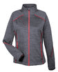 North End Ladies' Flux Mlange Bonded Fleece Jacket carbon/ oly red OFFront