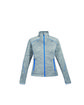 North End Ladies' Flux Mlange Bonded Fleece Jacket platnm/ oly blu OFFront