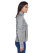 North End Ladies' Flux Mlange Bonded Fleece Jacket platnm/ oly blu ModelSide