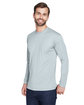 UltraClub Adult Cool & Dry Sport Long-Sleeve Performance Interlock T-Shirt grey ModelQrt