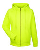 UltraClub Adult Rugged Wear Thermal-Lined Full-Zip Fleece Hooded Sweatshirt lime OFFront
