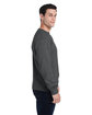 J America Adult Triblend Crewneck Sweatshirt black triblend ModelSide