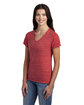 Jerzees Ladies' Snow Heather V-Neck T-Shirt red snow heather ModelSide